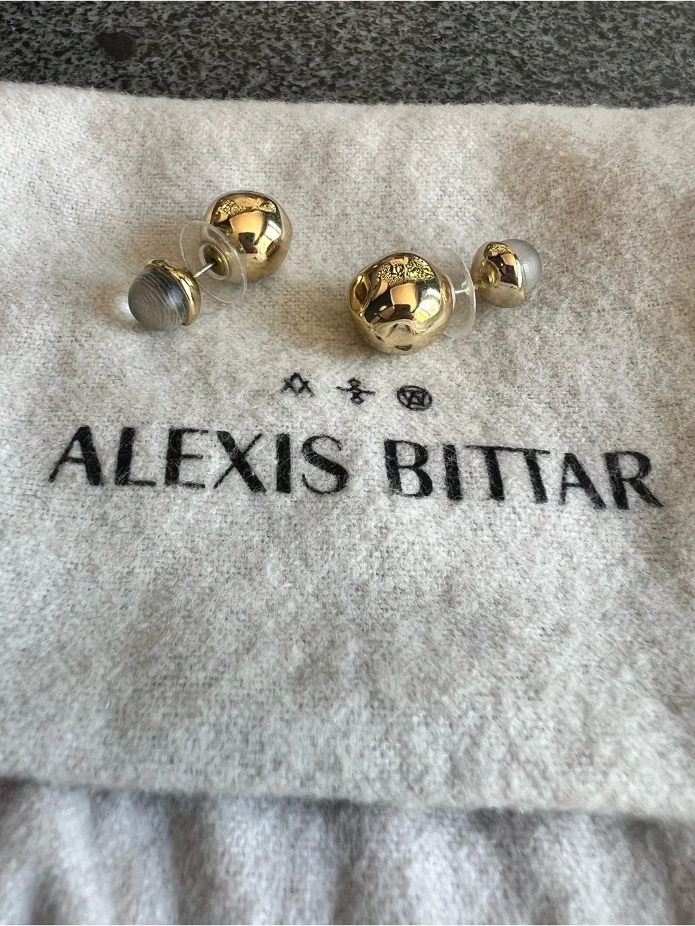 Rare Alexis Bittar Black Liquid Lucite front-back stud earrings